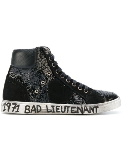 Saint Laurent Glitter 'bad Lieutenant' Hi-top Sneakers In Black