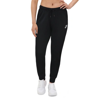 Nike Mid Rise Cotton Blend Jogging Pants In Black,black