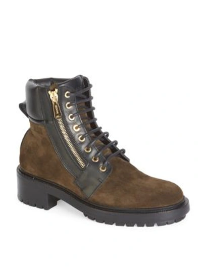 Balmain 40mm Army Suede & Leather Ankle Boots In Brown