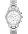 Michael Kors Ritz Studded Stainless Steel Chronograph Bracelet Watch Mk6428 In Silver