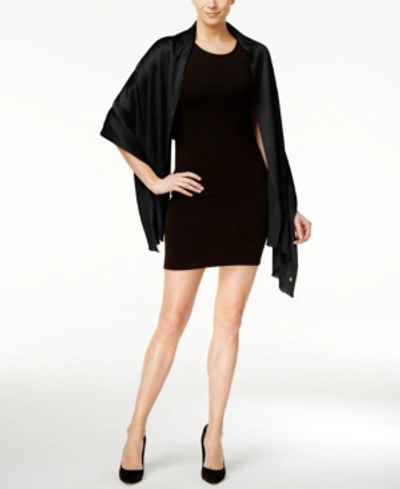 Calvin Klein Women's Solid Satin-feel Pashmina Scarf In Black