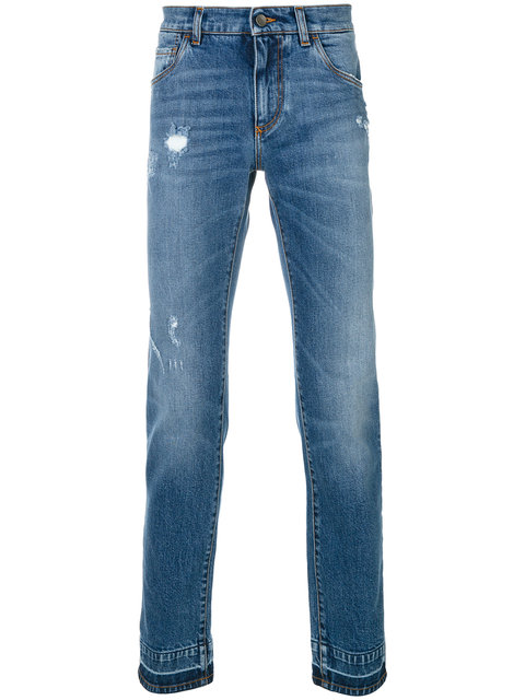 Dolce & Gabbana Slight Distressed Slim-fit Jeans In Blue | ModeSens