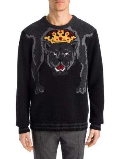 Dolce & Gabbana Royal Panther Jumper In Nero