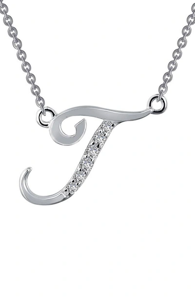 Lafonn Initial Pendant Necklace In T - Silver