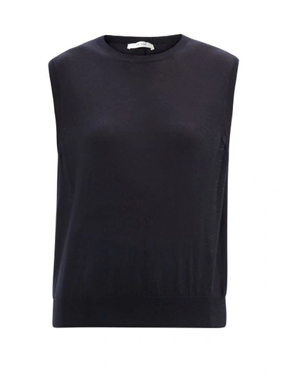 The Row Balham Spring Cashmere Sleeveless Sweater In Blue