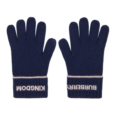 Burberry Navy Cashmere Logo & 'kingdom' Gloves
