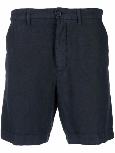 120% Lino Linen Slim-leg Shorts In Blue