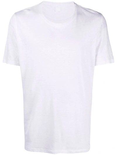 120% Lino Crew-neck Linen-jersey T-shirt In White