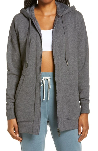 Zella Amazing Long Full Zip Hoodie In Grey Medium Charcoal Heather