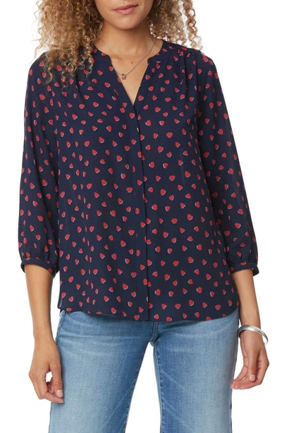 Nydj High/low Crepe Blouse In Be My Valentine