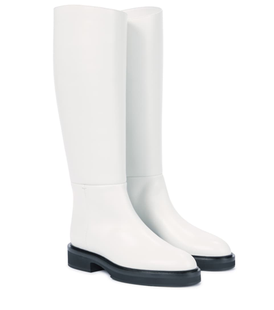 Khaite Derby Leather Knee Riding Boots In White