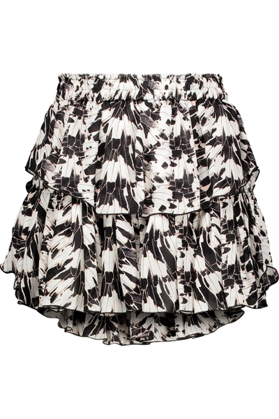 Loveshackfancy Ruffled Printed Silk-crepe Mini Skirt