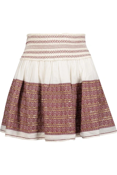 Loveshackfancy Beach Embroidered Embellished Cotton-gauze Mini Skirt