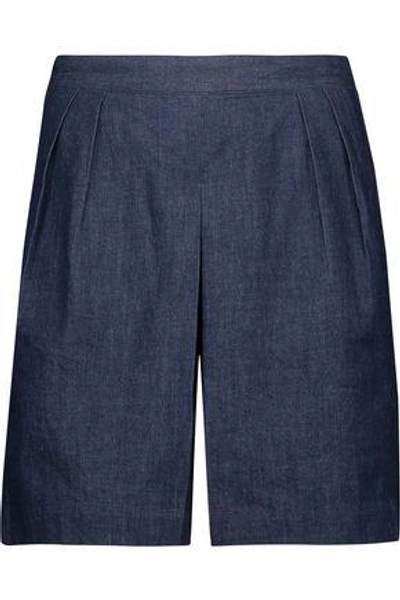 3x1 Woman Gaucho Cotton-chambray Shorts Dark Denim