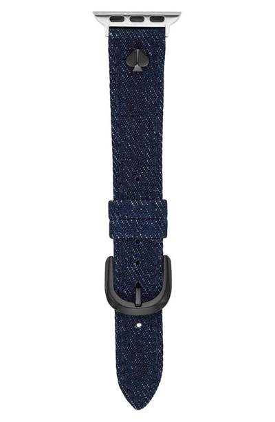 Kate Spade Croc Embossed Leather Apple Watch® Band In Blue