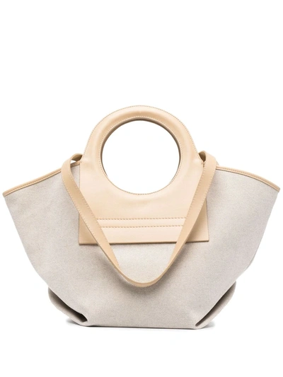 Hereu Leather-panel Canvas Tote Bag In Neutrals