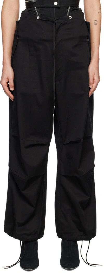 Dion Lee Cotton Twill Parachute Cargo Pants In Black
