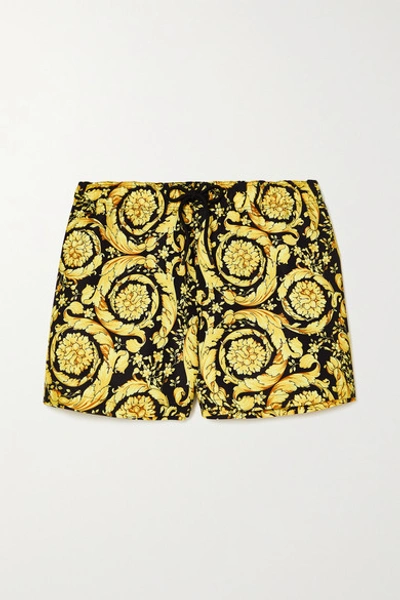 Versace All Over Barocco Print Techno Shorts In Black