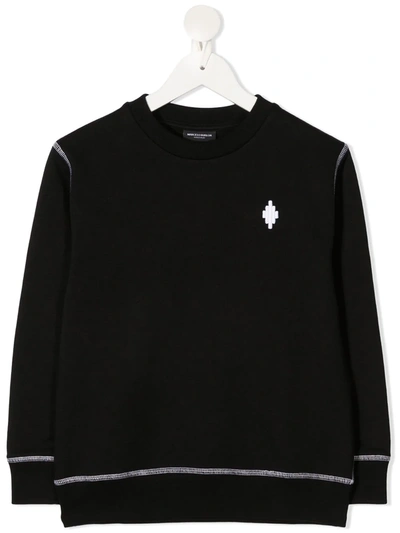 Marcelo Burlon County Of Milan Kids' Cotton-blend Embroidered-logo Sweatshirt In Black