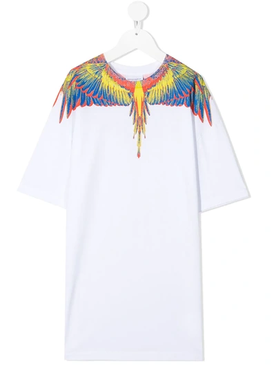 Marcelo Burlon County Of Milan Kids' Wings-print Cotton T-shirt Dress In White