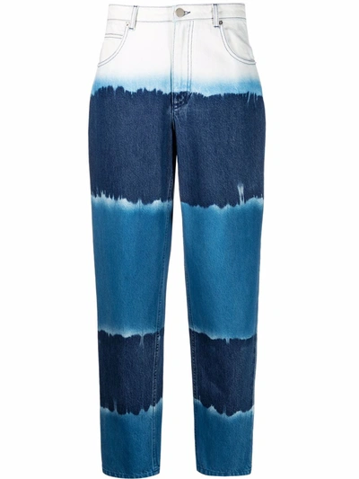 Alberta Ferretti Tie-dye High-waisted Tapered Jeans In Medium Wash