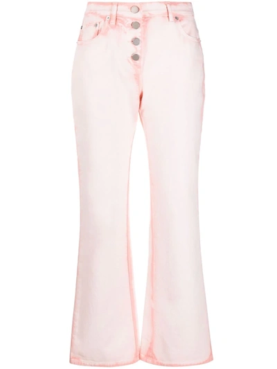 Alberta Ferretti Tie Dye Cotton Denim Wide Leg Jeans In Pink