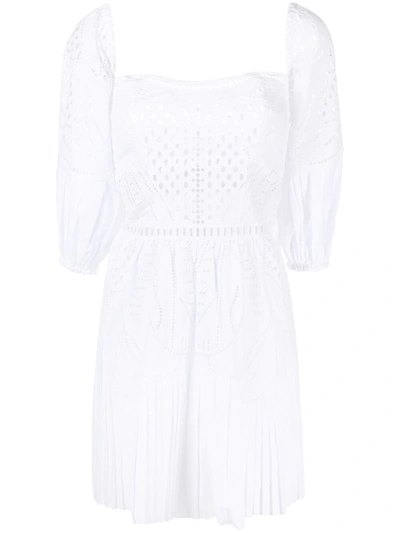 Alberta Ferretti Off-shoulder Embroidered Dress In White