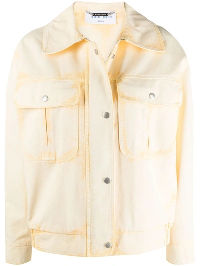 Alberta Ferretti Bleach-wash Cropped Denim Jacket In Yellow