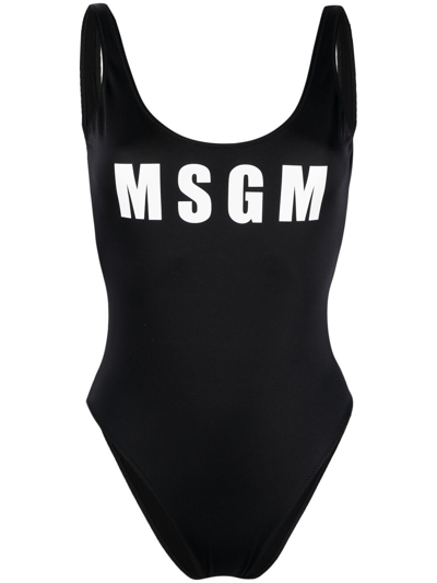 Msgm Logo连体泳衣 In Black