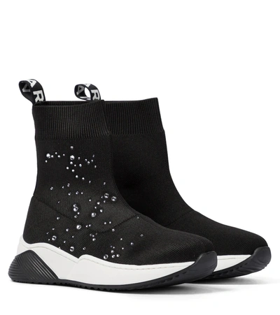 Balmain Kids Crystal-embellished Sock Sneakers In Black