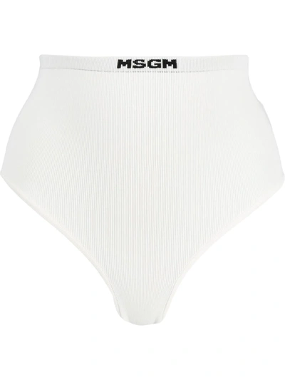 Msgm Knitted Logo Waistband Briefs In White