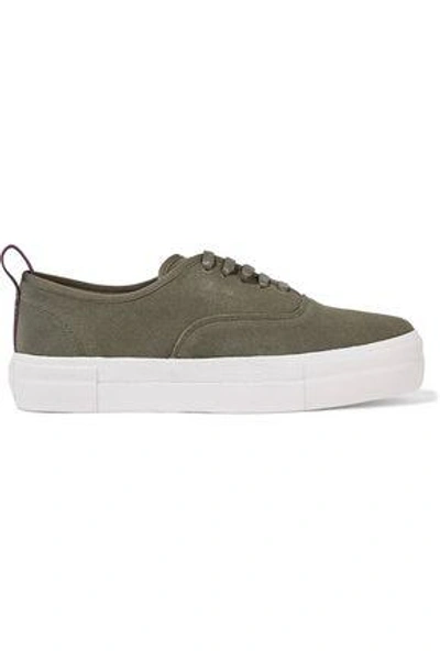 Eytys Woman Mother Army Suede Platform Sneakers Grey Green
