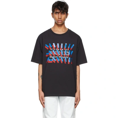 Maison Margiela Numbers Logo Tape Print Graphic Tee In Black