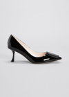 Roger Vivier 65mm Covered Buckle Patent Leather Pumps In Black