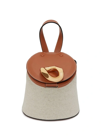 Jw Anderson Chain Small Leather And Canvas Cross-body Bag In Neutrals