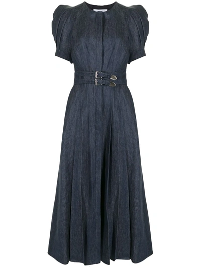 gabriela hearst denim dress Gabriela Hearst - Delyth Shirtdress in White Recycled Cotton Denim & Linen - White - 40