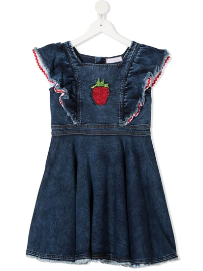 Monnalisa Kids' Blue Denim Cotton-blend Dress
