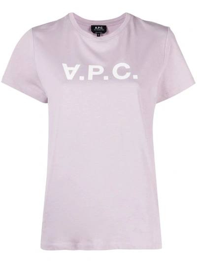Apc Logo棉质平纹针织t恤 In Pink