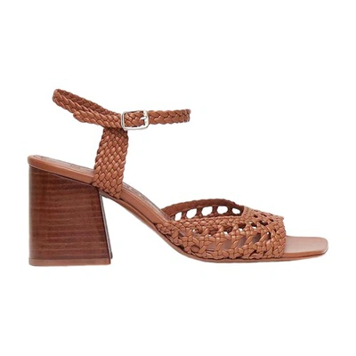 Souliers Martinez 50mm Woven Leather Sling Back Sandals In Tan