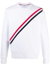 Thom Browne Printed Rwb Stripe Cotton Sweatshirt In White