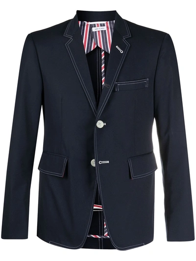 Thom Browne Classic Sport Coat W/double Needle Stitch In Navy
