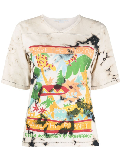 Stella Mccartney X Greenpeace Tie-dyed Printed Cotton T
