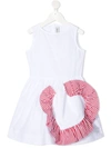 Simonetta Kids' Sleeveless Cotton A-line Dress In Bianco