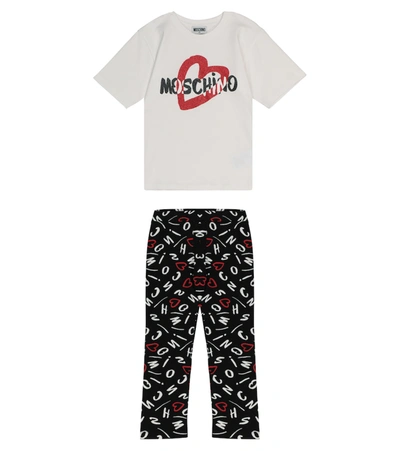 Moschino Kids Logo T-shirt And Leggings Set (4-14 Years) In White,black
