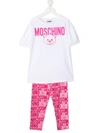 Moschino Kids' Logo Stretch-cotton T-shirt And Leggings Set In White