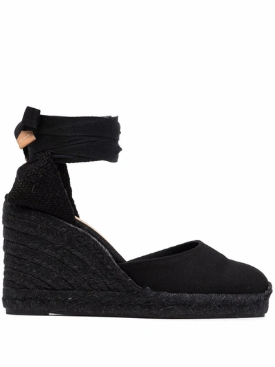 Castaã±er 110mm Carina Canvas Espadrille Wedges In Black