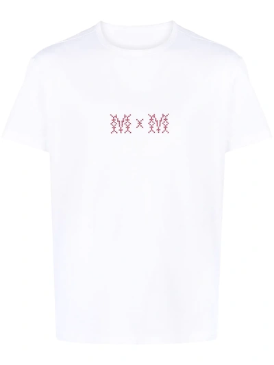 Maison Margiela Logo Embroidered Crewneck T-shirt In White