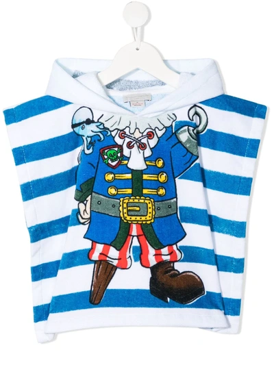 Stella Mccartney Babies' Pirate Print Cotton Terry Poncho In 白色