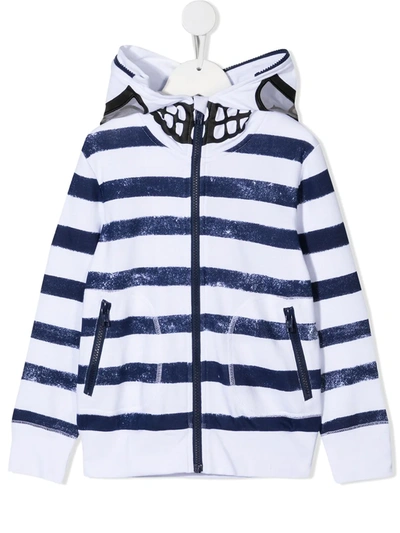 Stella Mccartney Kids' Stripes Organic Cotton Sweatshirt Hoodie In Blue