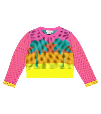 Stella Mccartney Teen Palm Tree-print Mesh-knit Cardigan In Multicolour